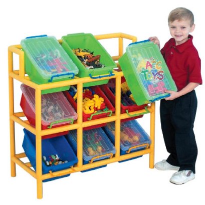 ชั้นวางน็อคดาวน์แบบท่อ เก็บสื่อการเรียนสร้างสรรค์ ขนาด 9 ช่อง